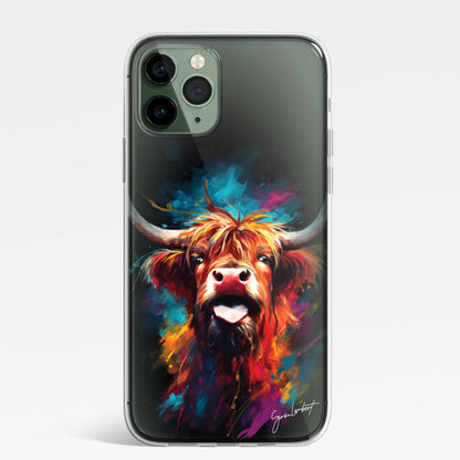 British Farm Animals Phone Case Palette Knife Art CLEAR Cover Case for iPhone 15 14 13 12 Pro +