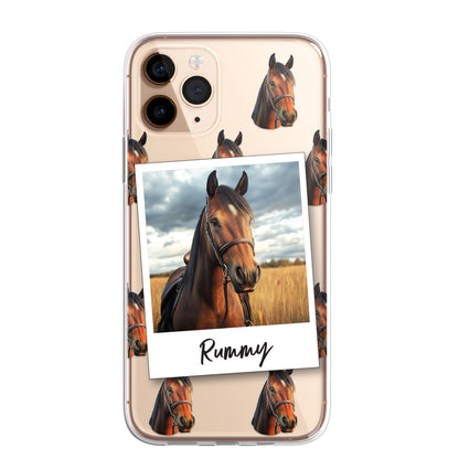 Personalised Pet Dog Cat Animal Portrait Phone Case Cover in CLEAR Silicone with Custom Brush Effect for for for iPhone 16 15 14 13 12+ CUSTOMISE ONLINE