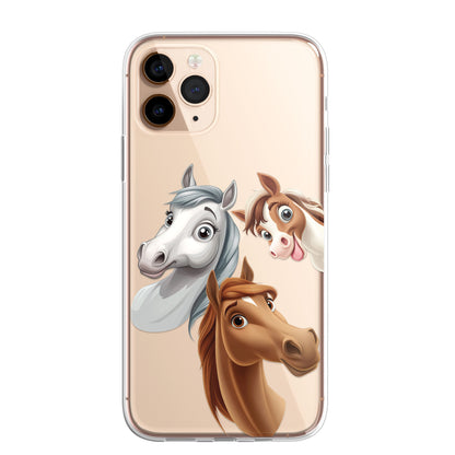 Horse Custom Cartoon Phone Case Personalised CLEAR Cute Family Splatter Phone Cover Case for iPhone 16 15 14 13 12 11