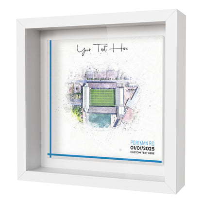 Framed Ceramic Tile Art: Personalised Football Stadium Art Print, Custom Aerial Map - ANY STADIUM Worldwide, Bespoke Text, Football Gift Keepsake