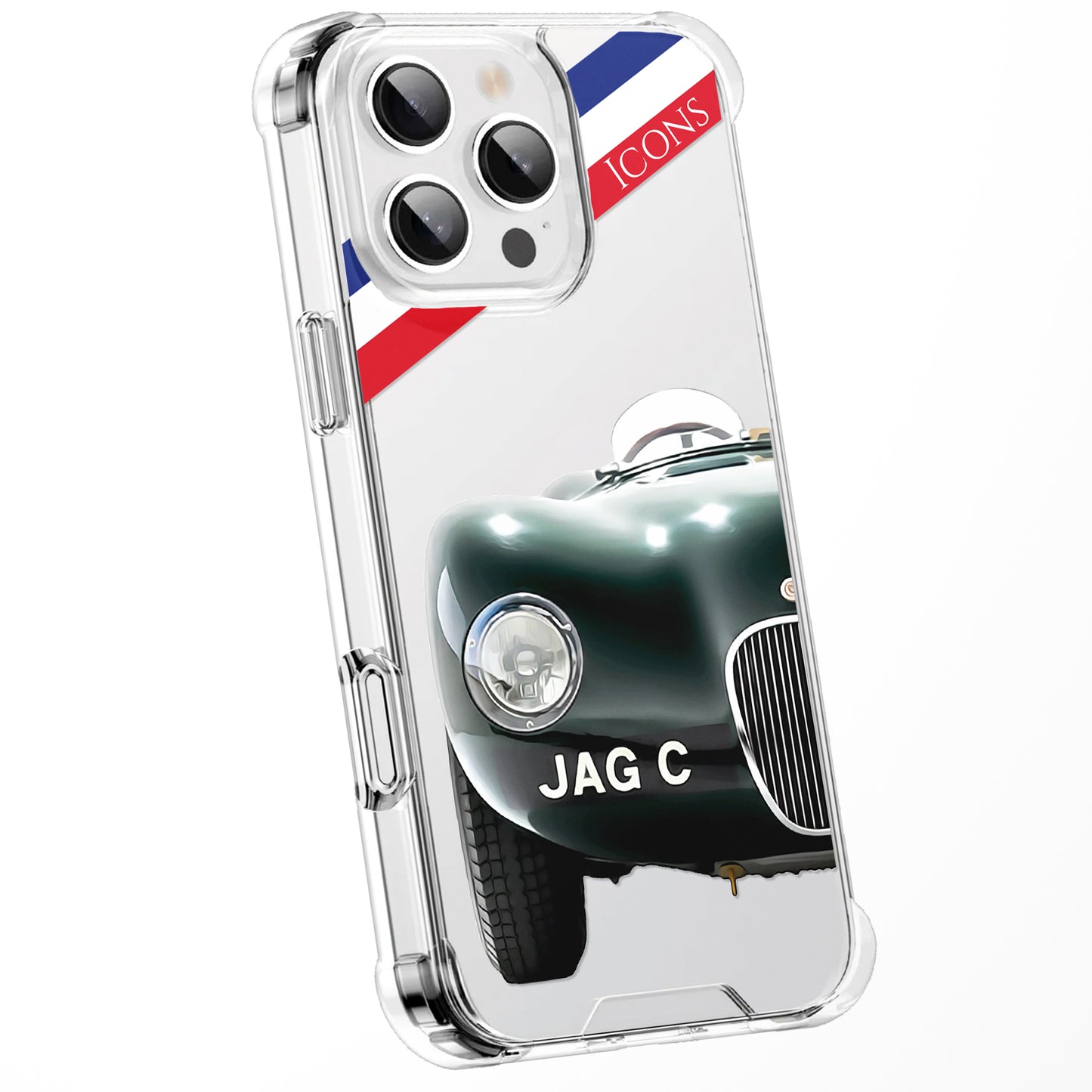 Personalised British Car Watercolour Phone Case for iPhone 16 15 14 13 | Classic Car Art Clear Cover