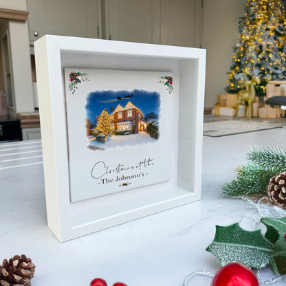 Custom Christmas Home/House Watercolour Scene Personalised Welcome Artwork. Framed or Unframed Print Various Sizes
