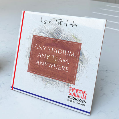 Personalised Football Stadium Aerial Watercolour Style Artwork on Mounted Ceramic Tile
