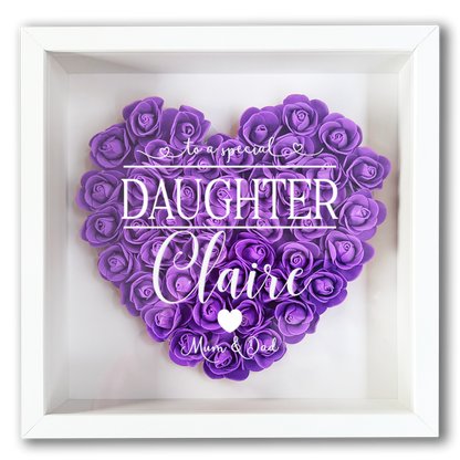 Personalised Framed Flower Floral Heart Daughter Friend Custom Birthday Keepsake Unique Gift for Girls Sister Shadow Box Frame