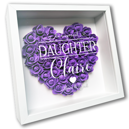 Personalised Framed Flower Floral Heart Daughter Friend Custom Birthday Keepsake Unique Gift for Girls Sister Shadow Box Frame