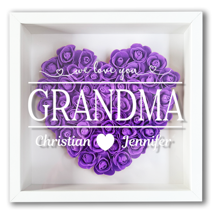 Personalised Framed Flower Floral Heart Grandmother Nanny Grandma Custom Birthday Keepsake Unique Gift Heart Flower Roses Shadow Box Frame