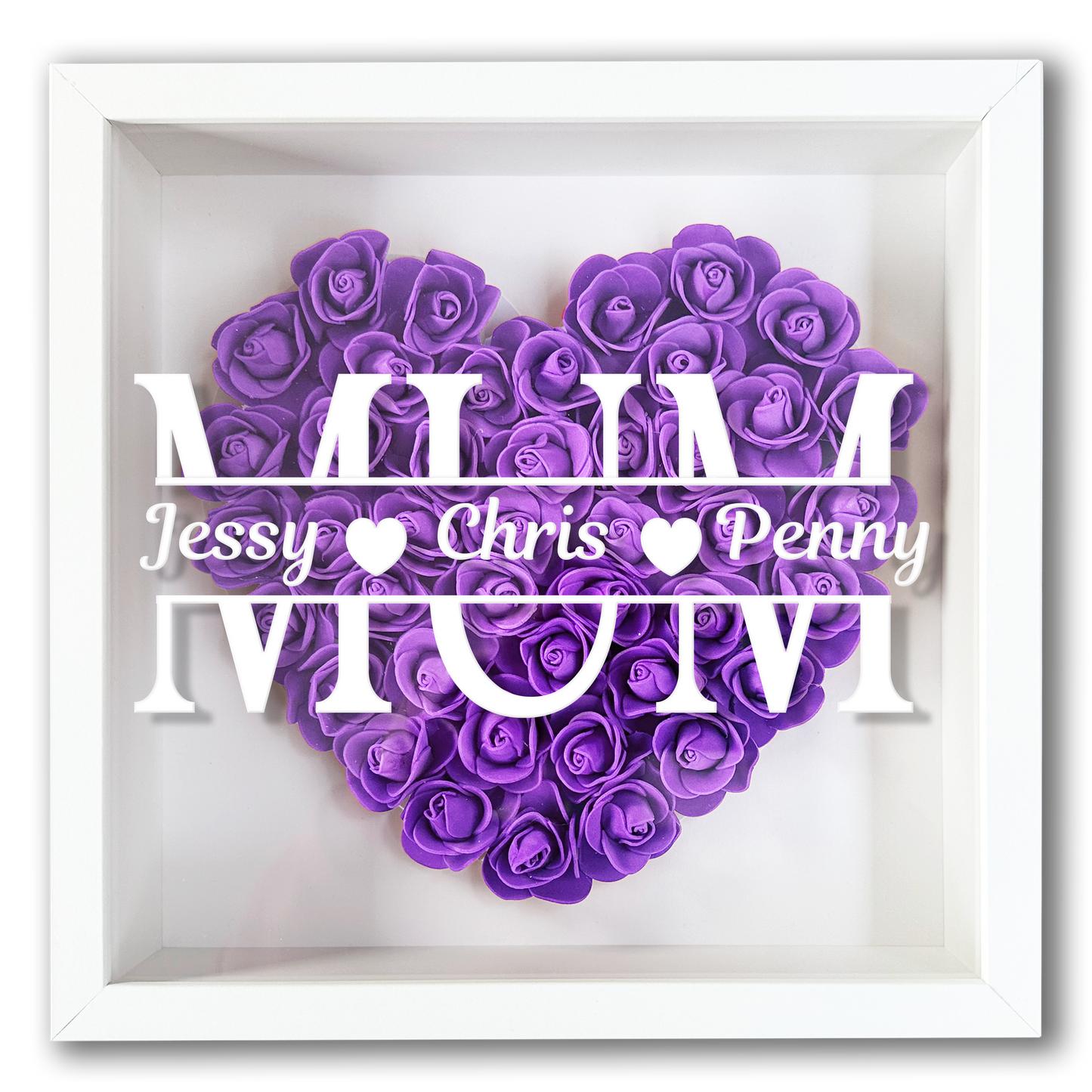 Personalised Framed Flower Floral Heart Mother's Day Custom Birthday Keepsake Unique Gift for Mum Mother Shadow Box Frame