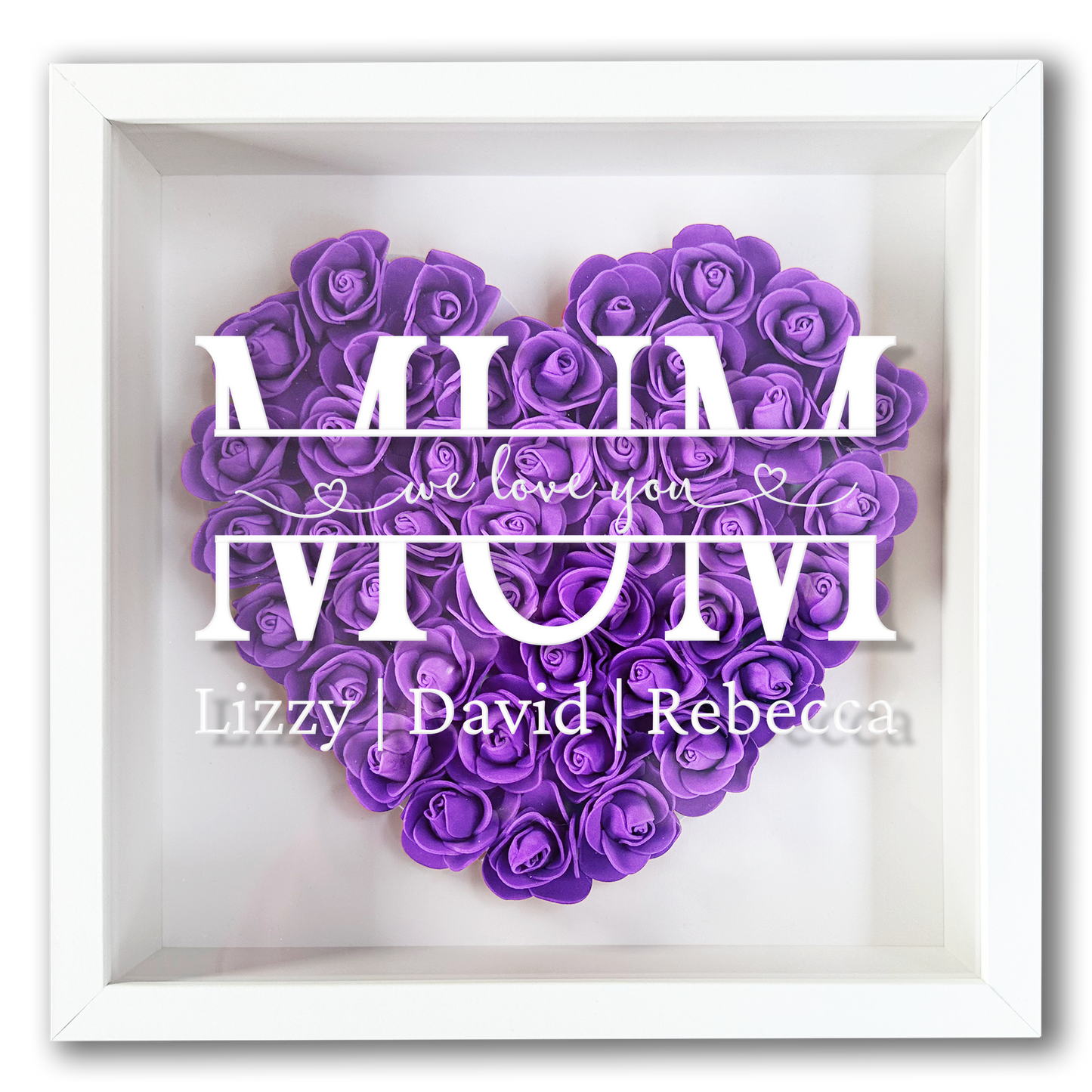 Personalised Framed Flower Floral Heart Mother's Day Custom Birthday Keepsake Unique Gift for Mum Mother Shadow Box Frame