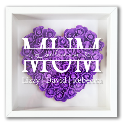 Personalised Framed Flower Floral Heart Mother's Day Custom Birthday Keepsake Unique Gift for Mum Mother Shadow Box Frame