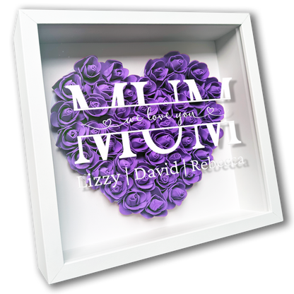 Personalised Framed Flower Floral Heart Mother's Day Custom Birthday Keepsake Unique Gift for Mum Mother Shadow Box Frame