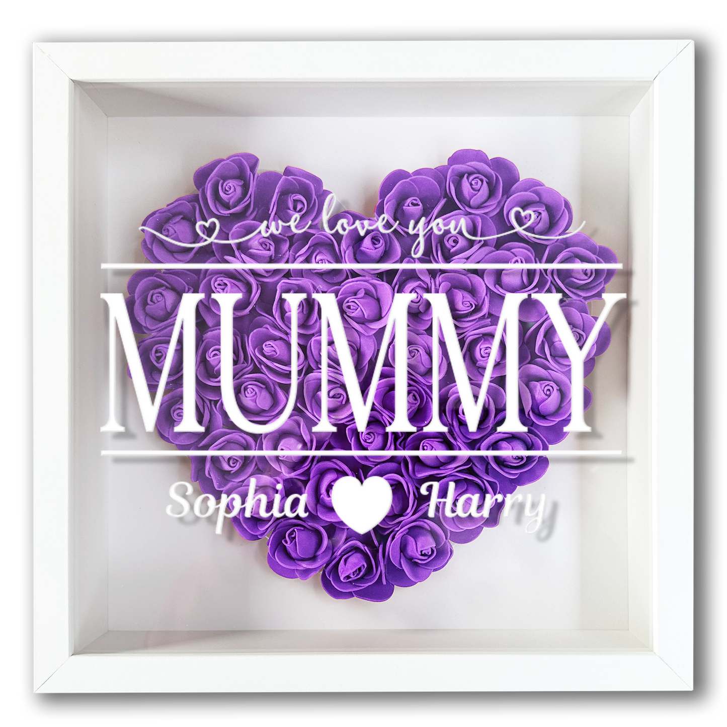 Personalised Framed Flower Floral Heart Mother's Day Custom Birthday Keepsake Unique Gift for Mum Mother Shadow Box Frame