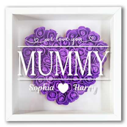 Personalised Framed Flower Floral Heart Mother's Day Custom Birthday Keepsake Unique Gift for Mum Mother Shadow Box Frame