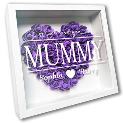 Personalised Framed Flower Floral Heart Mother's Day Custom Birthday Keepsake Unique Gift for Mum Mother Shadow Box Frame