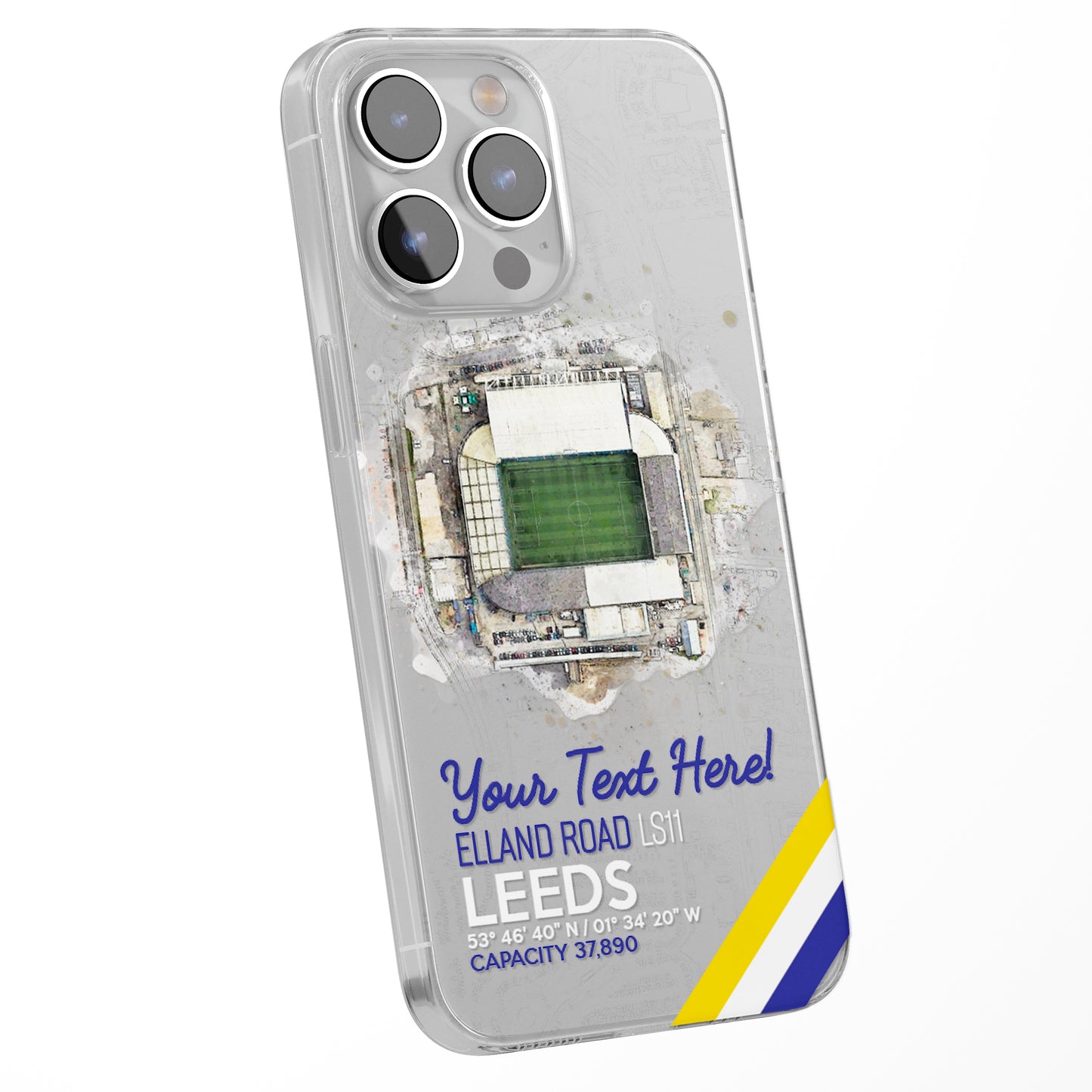 Personalised Phone Case Cover Football Team Stadium Water Colour Effect Style Customised for iPhone 16 15 14 13 12 11 Range