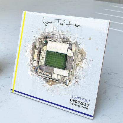Personalised Football Stadium Aerial Watercolour Style Artwork on Mounted Ceramic Tile