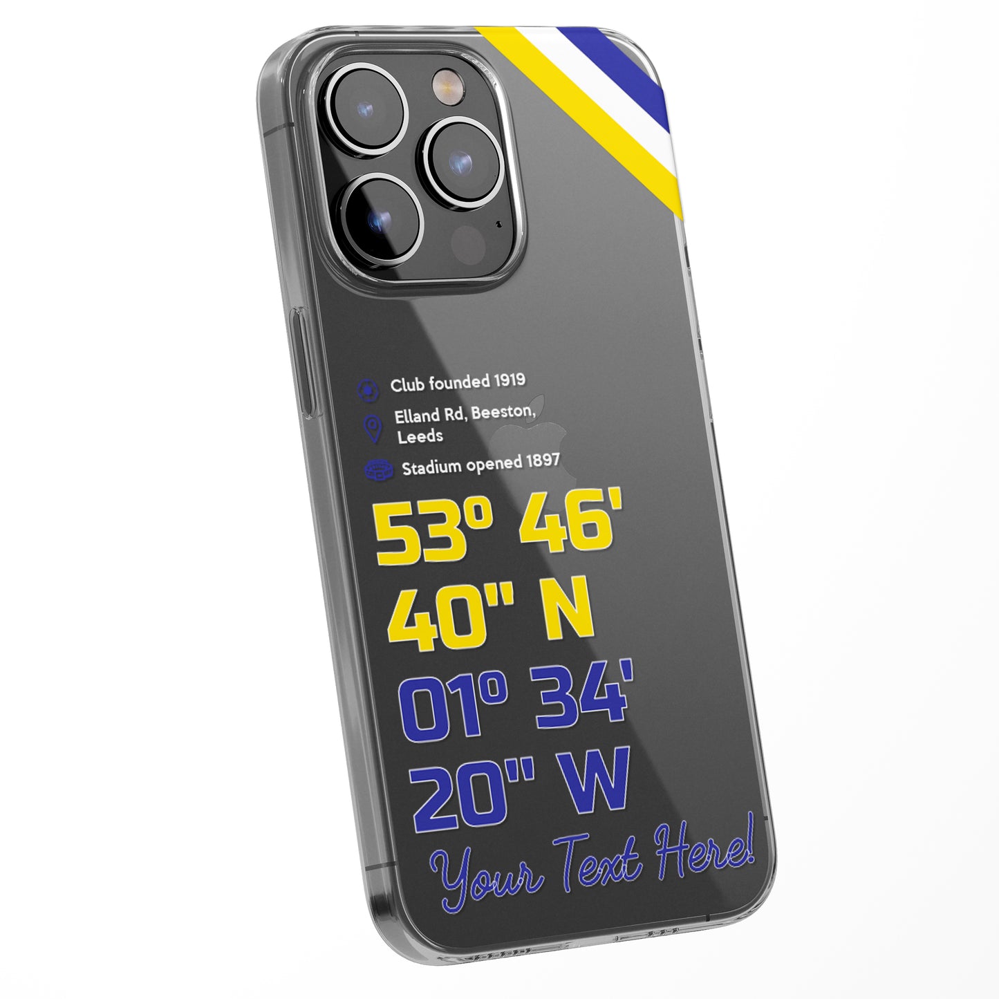 Personalised Phone Case Cover Football Team Stadium Coordinates Map Customised for iPhone 16 15 14 13 12 11 Range