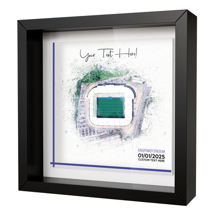 Framed Ceramic Tile Art: Personalised Football Stadium Art Print, Custom Aerial Map - ANY STADIUM Worldwide, Bespoke Text, Football Gift Keepsake