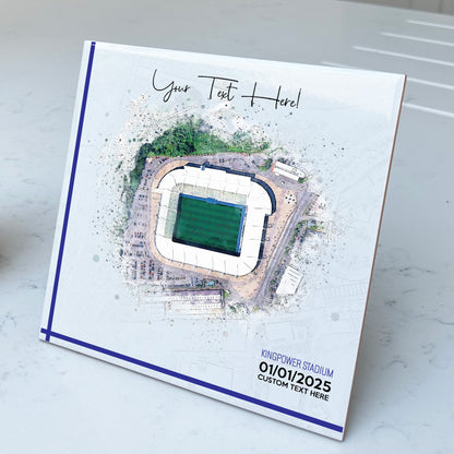 Personalised Football Stadium Aerial Watercolour Style Artwork on Mounted Ceramic Tile
