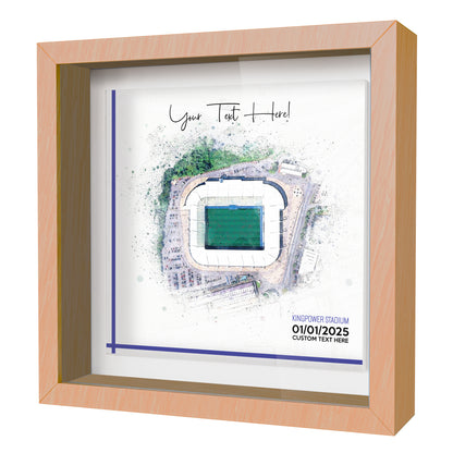 Framed Ceramic Tile Art: Personalised Football Stadium Art Print, Custom Aerial Map - ANY STADIUM Worldwide, Bespoke Text, Football Gift Keepsake
