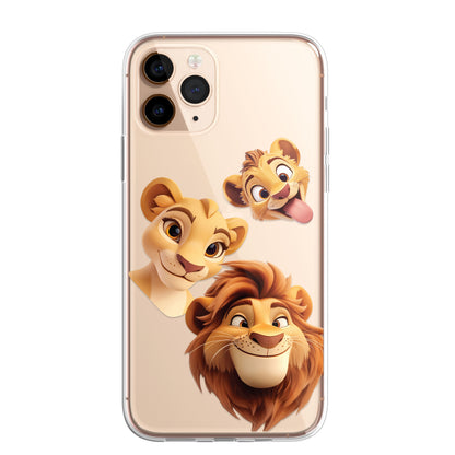 Lion Lioness Custom Cartoon Phone Case Personalised CLEAR Cute Family Splatter Phone Cover Case for iPhone 16 15 14 13 12 11