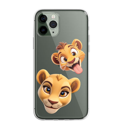 Lion Lioness Custom Cartoon Phone Case Personalised CLEAR Cute Family Splatter Phone Cover Case for iPhone 16 15 14 13 12 11
