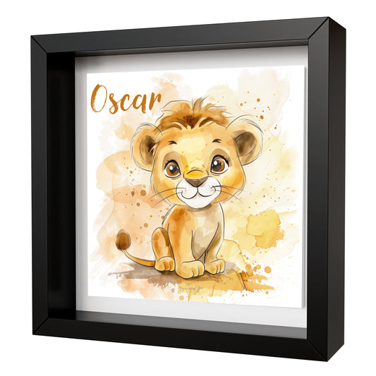 Personalised Baby Lion Artwork - Framed CERAMIC TILE Print