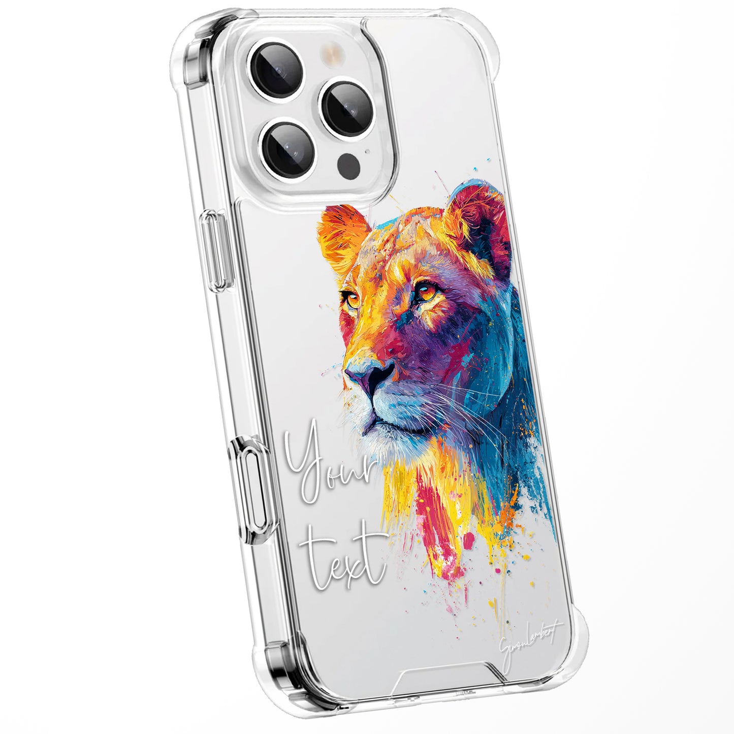 Animal Wildlife WaterColour Personalised Phone Case Splatter Painting Limited Edition Artwork CLEAR Cover Case, Exclusive Art for iPhone 16 15 14 13 12 11 Ranges - CUSTOMISE ONLINE