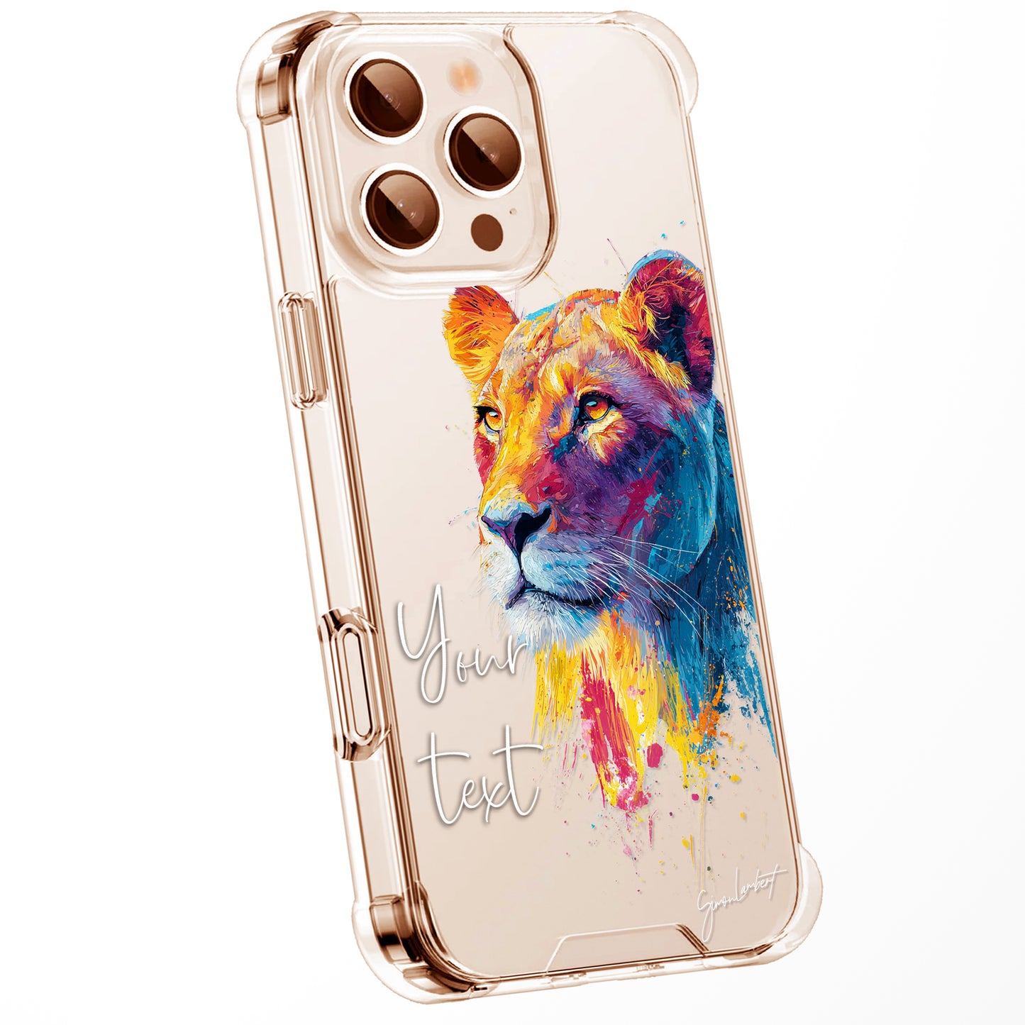 Animal Wildlife WaterColour Personalised Phone Case Splatter Painting Limited Edition Artwork CLEAR Cover Case, Exclusive Art for iPhone 16 15 14 13 12 11 Ranges - CUSTOMISE ONLINE