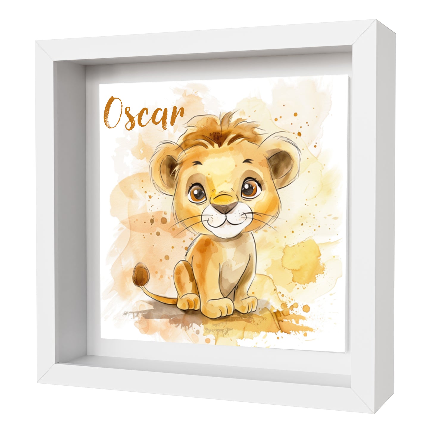 Personalised Baby Lion Artwork - Framed CERAMIC TILE Print