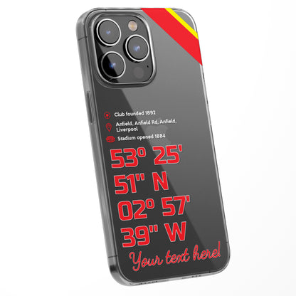 Personalised Phone Case Cover Football Team Stadium Coordinates Map Customised for iPhone 16 15 14 13 12 11 Range