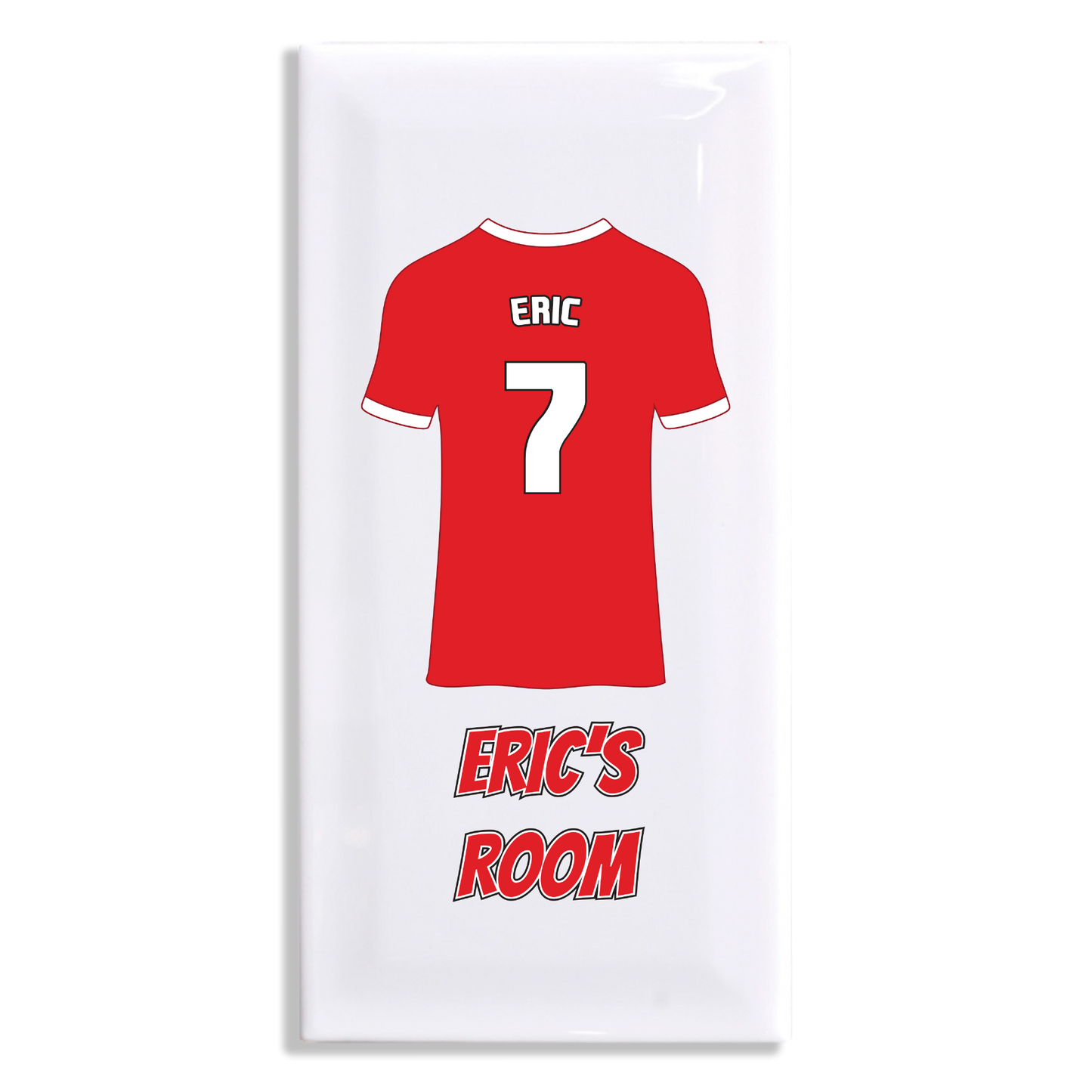 Personalised Premium Ceramic Children's Football Door Plaque - Premier Championship Football Team Shirt Style