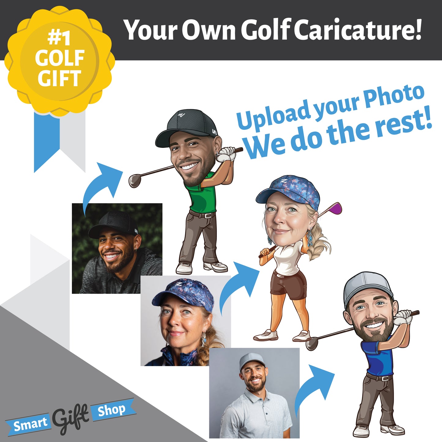 Personalised 9 Golf Ball Set in Customised Box - Your Own Caricature with Branded Balls: Novelty Golfer's Gift, Father's Day, Birthday