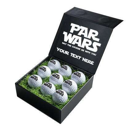 Star Wars Themed: Personalised Branded 9 Golf Ball Set in Customised Box - Par Wars Golfer's Gift, Father's Day, Wedding Favour, Birthday