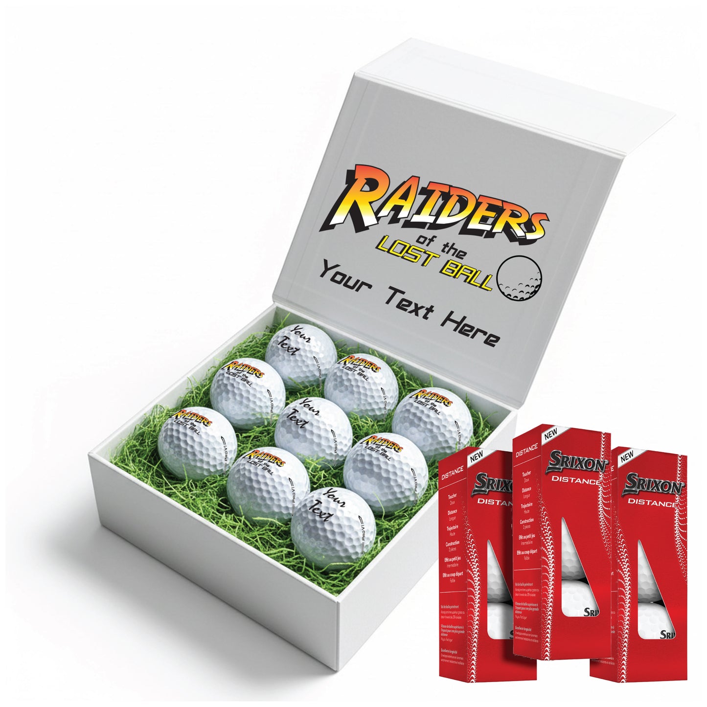 Indiana Jones: Personalised Branded 9 Golf Ball Set in Customised Box - Novelty Movie Themed Golfer's Gift, Father's Day, Retirement, Birthday
