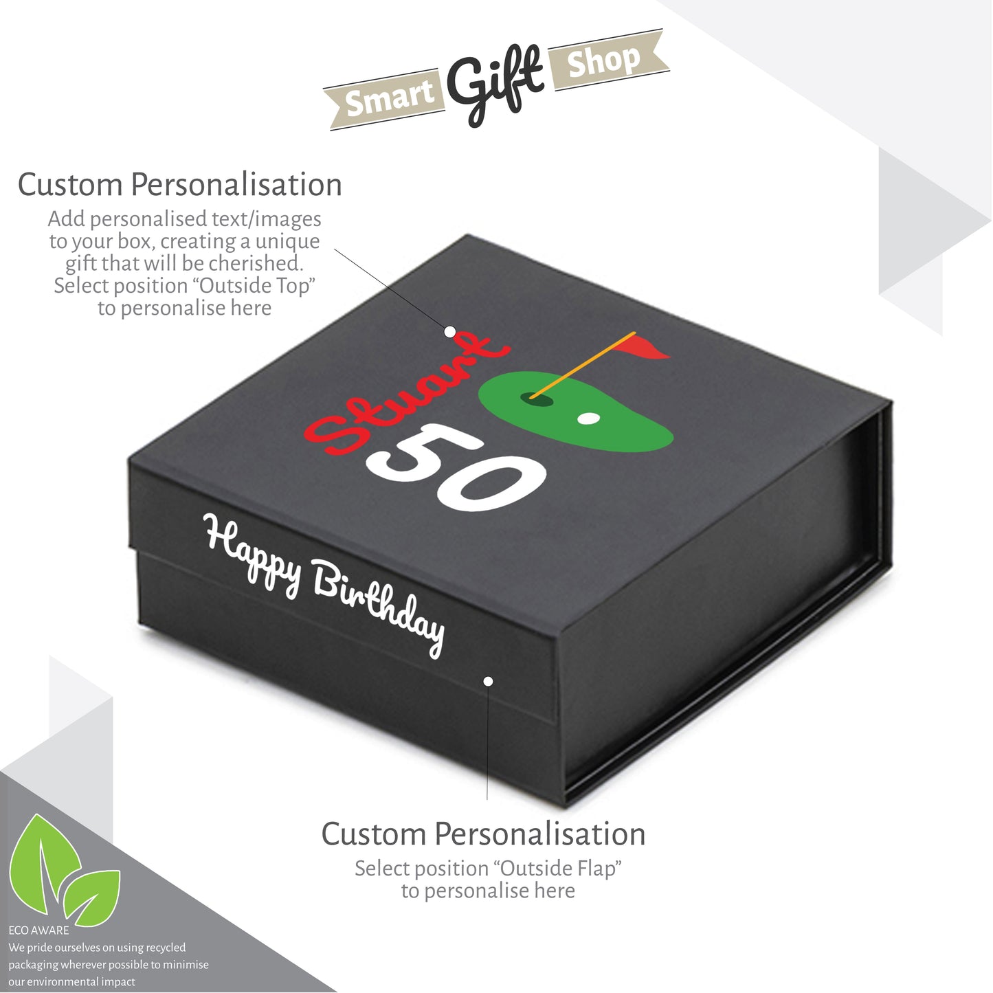 Personalised Branded 9 Golf Ball Set in Customised Box - Golfer's Gift, Father's Day, Wedding Favour, Birthday, Valentines, Pet Photo Text Logo