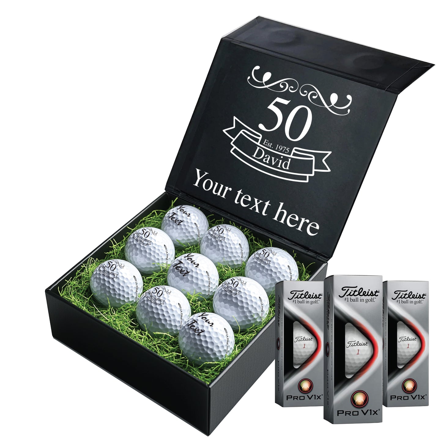 Happy Birthday Personalised Branded 9 Golf Ball Set in Customised Box - Golfer's Gift, Father's Day, Wedding Favour, Birthday