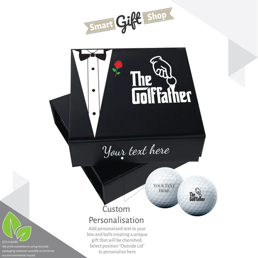 The Godfather Themed: Personalised Branded 9 Golf Ball Set in Customised Box - Golf Father Golfer's Gift, Father's Day, Wedding Favour, Birthday