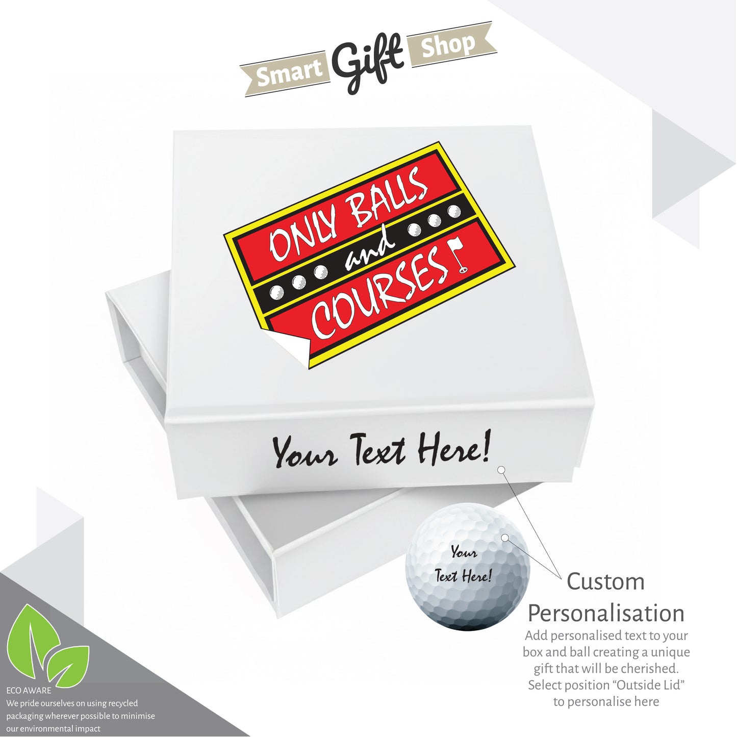 Only Fools and Horses Themed: Personalised Branded 9 Golf Ball Set in Customised Box - Golfer's Gift, Father's Day, Wedding Favour, Birthday, Valentines, Pet Photo Text Logo