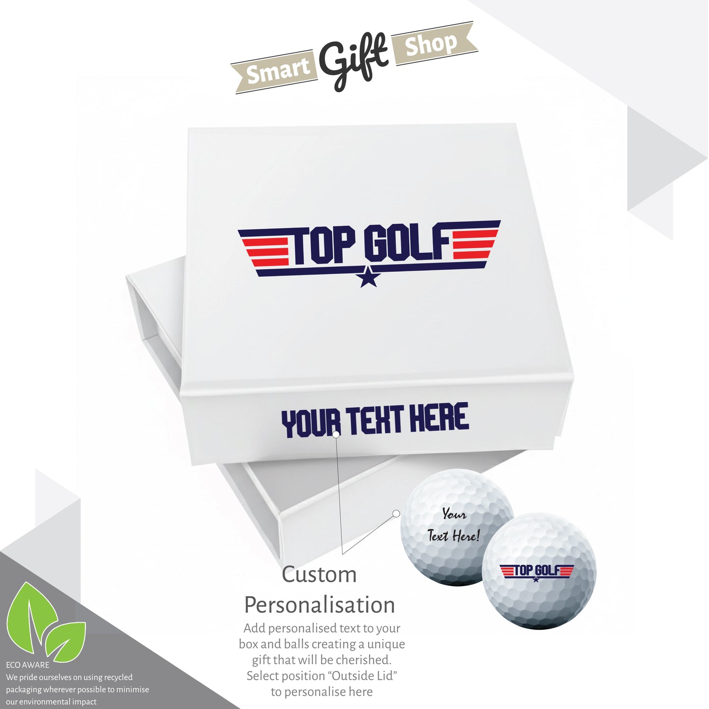 TOP GOLF: Personalised Branded 9 Golf Ball Set in Customised Box - Novelty Movie Themed Golfer's Gift, Father's Day, Retirement, Birthday