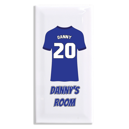 Personalised Premium Ceramic Children's Football Door Plaque - Premier Championship Football Team Shirt Style