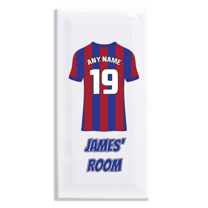 Personalised Premium Ceramic Children's Football Door Plaque - Premier Championship Football Team Shirt Style
