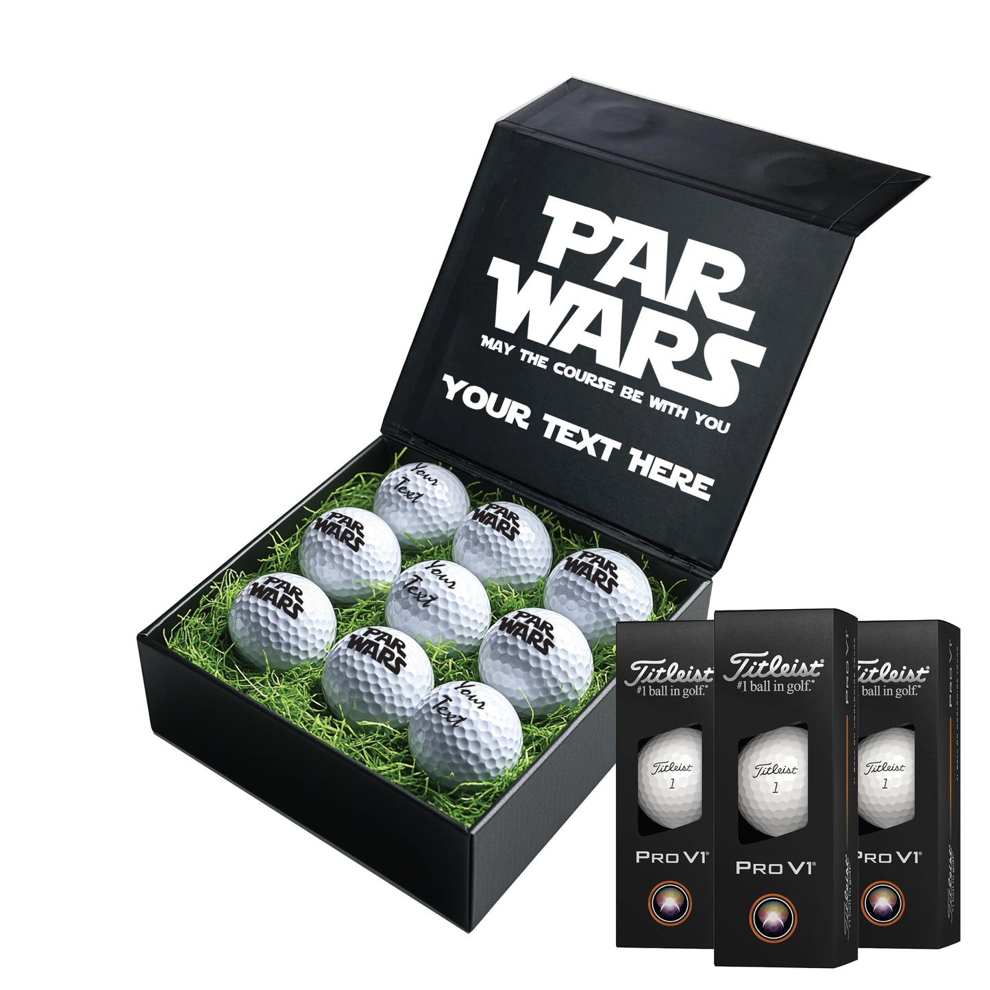Star Wars Themed: Personalised Branded 9 Golf Ball Set in Customised Box - Par Wars Golfer's Gift, Father's Day, Wedding Favour, Birthday