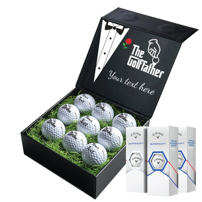 The Godfather Themed: Personalised Branded 9 Golf Ball Set in Customised Box - Golf Father Golfer's Gift, Father's Day, Wedding Favour, Birthday