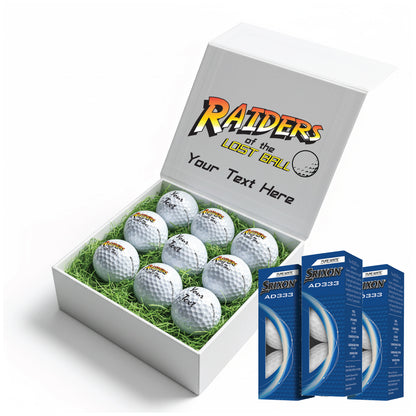 Indiana Jones: Personalised Branded 9 Golf Ball Set in Customised Box - Novelty Movie Themed Golfer's Gift, Father's Day, Retirement, Birthday