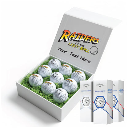 Indiana Jones: Personalised Branded 9 Golf Ball Set in Customised Box - Novelty Movie Themed Golfer's Gift, Father's Day, Retirement, Birthday