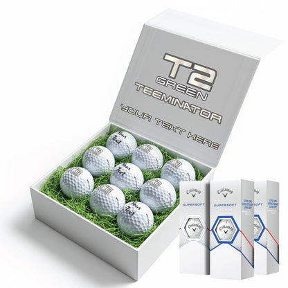 TEEMINATOR: Personalised Branded 9 Golf Ball Set in Customised Box - Novelty Movie Terminator Themed Golfer's Gift, Father's Day, Retirement, Birthday