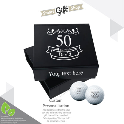 Happy Birthday Personalised Branded 9 Golf Ball Set in Customised Box - Golfer's Gift, Father's Day, Wedding Favour, Birthday