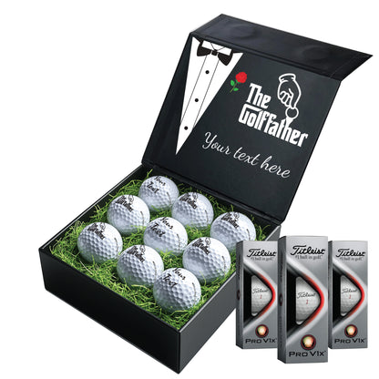 The Godfather Themed: Personalised Branded 9 Golf Ball Set in Customised Box - Golf Father Golfer's Gift, Father's Day, Wedding Favour, Birthday