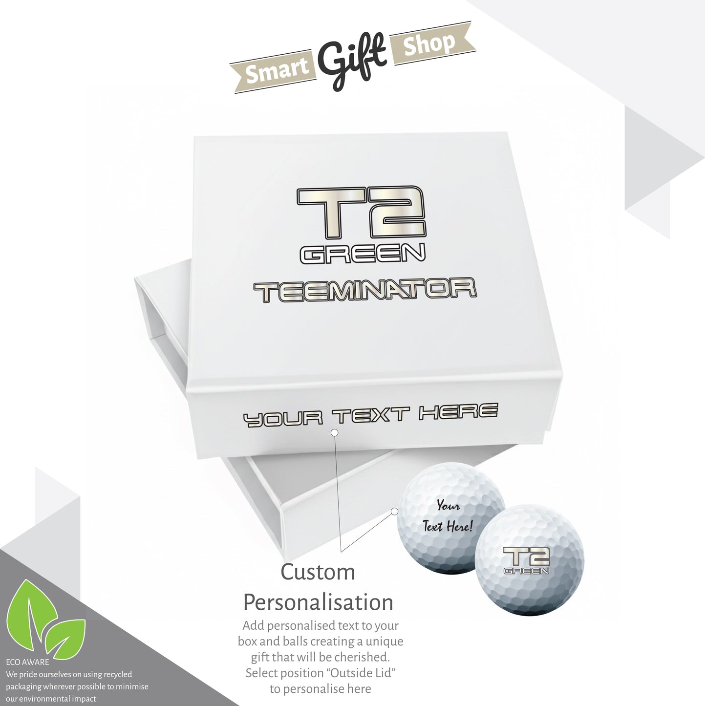 TEEMINATOR: Personalised Branded 9 Golf Ball Set in Customised Box - Novelty Movie Terminator Themed Golfer's Gift, Father's Day, Retirement, Birthday