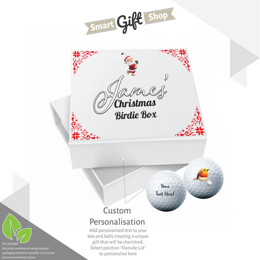 Christmas Design 2 Personalised Branded 9 Golf Ball Set in Customised Box - Themed Golfer's Gift, Father's Day, Retirement, Birthday